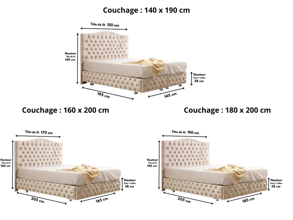 Lit coffre PARIS Beige