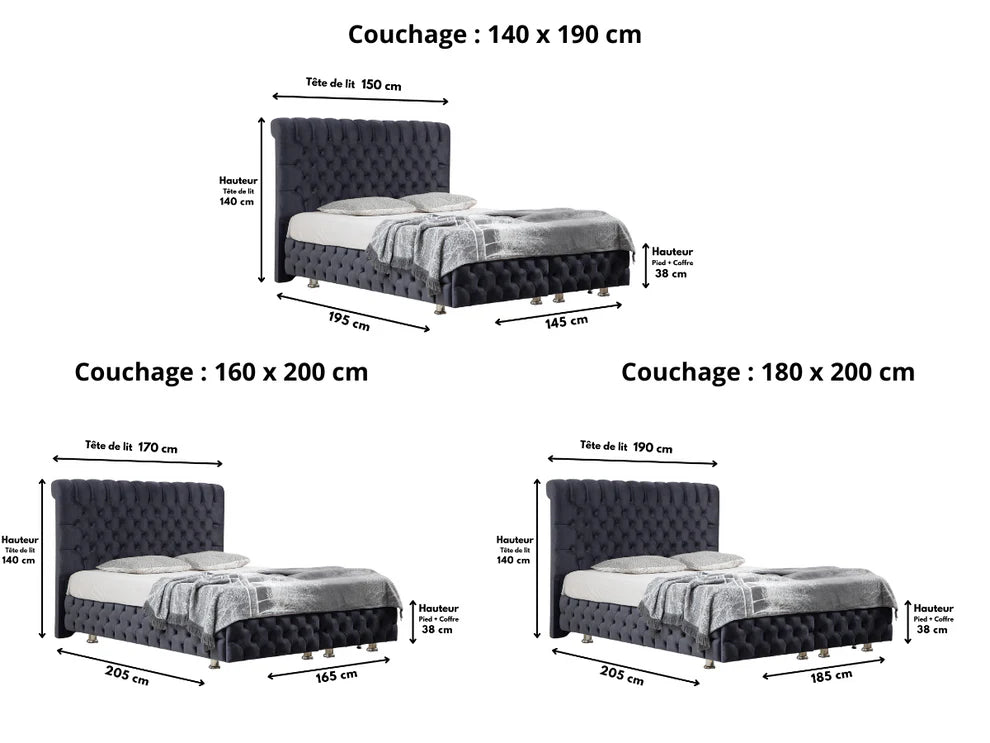 Lit coffre LUNA Anthracite