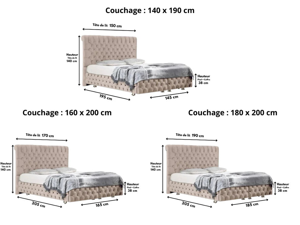 Lit coffre LUNA Beige