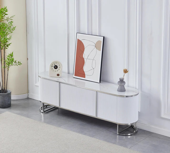 Meuble Tv ESMEE marbre argent 180cm