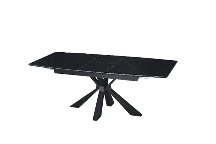 Table à manger Extensible 160-200cm marbre noir pied noir