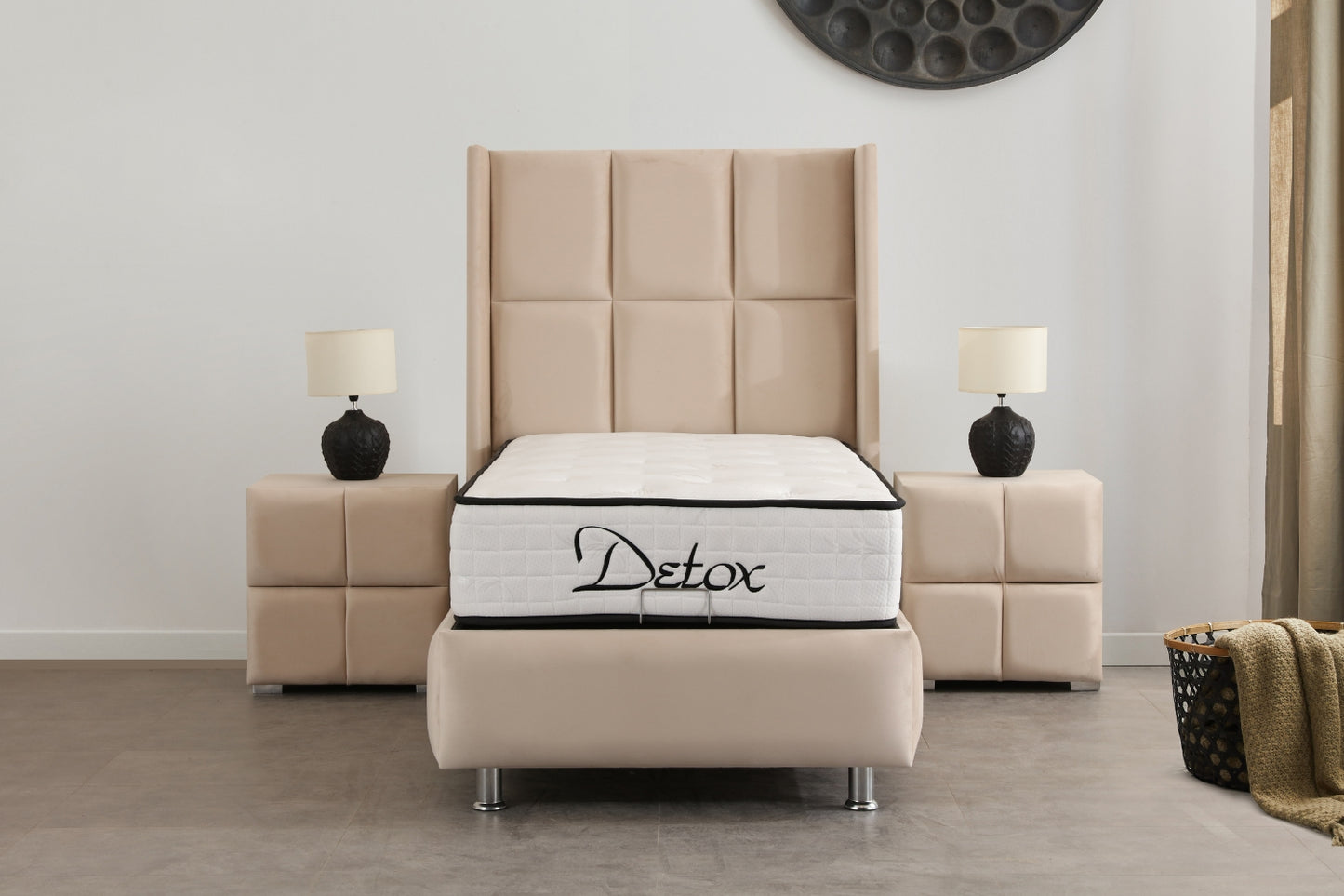 Lit coffre RIO Velours beige