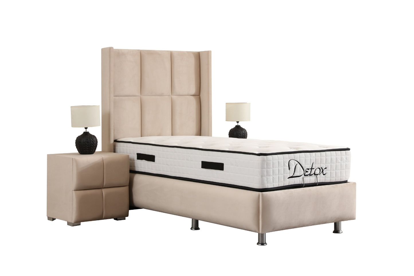 Lit coffre RIO Velours beige