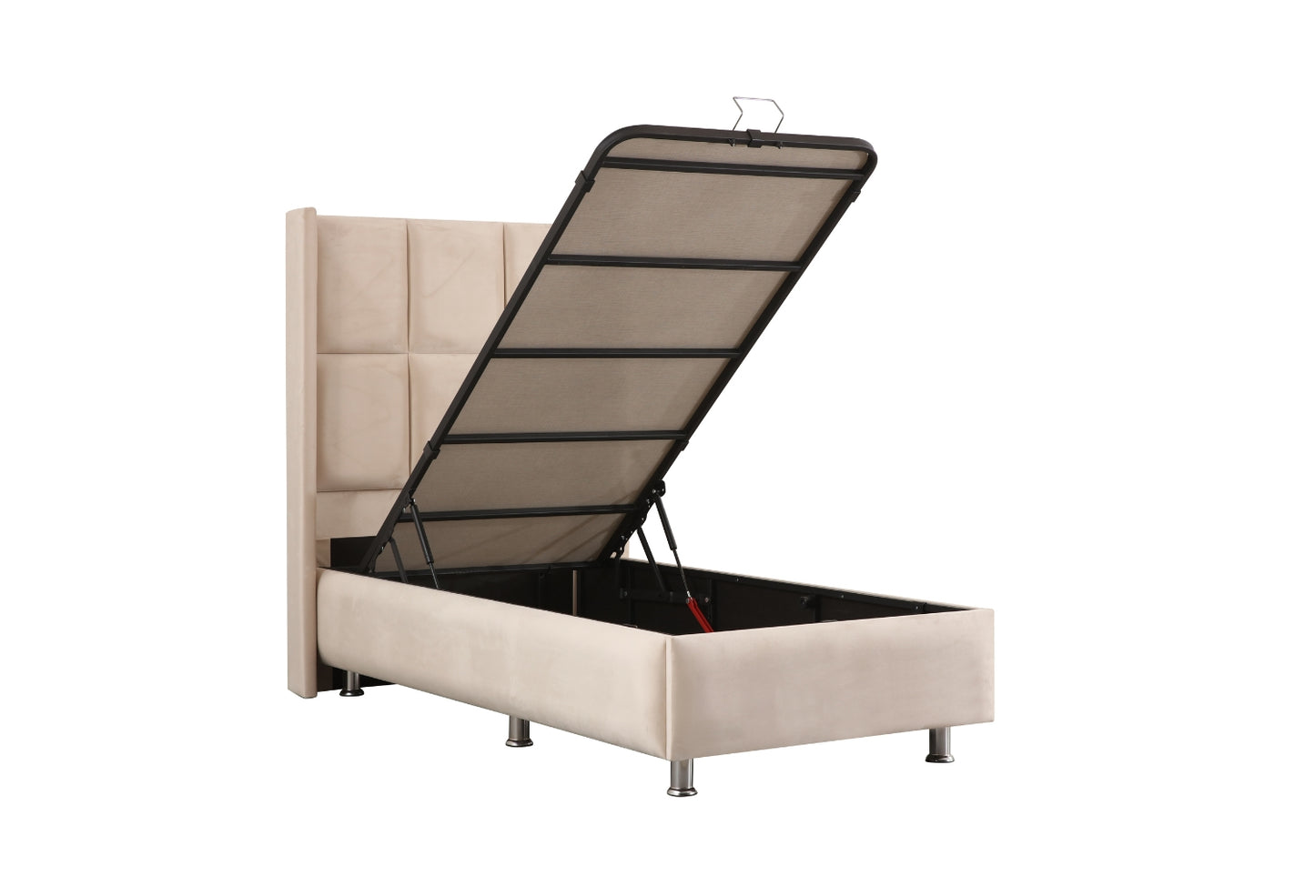Lit coffre RIO Velours beige