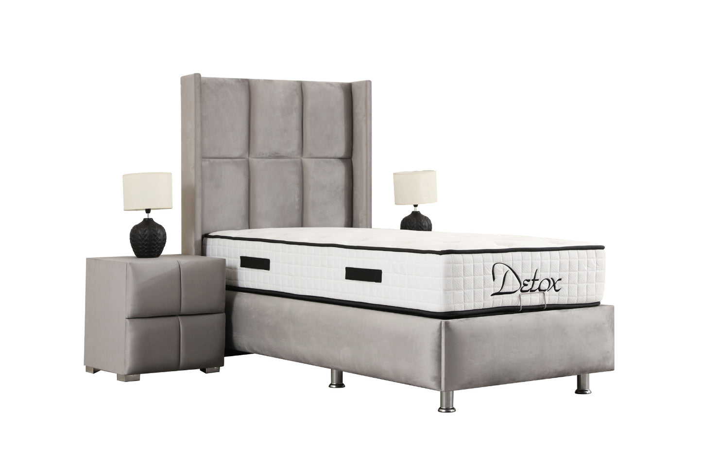 Lit coffre RIO Velours gris