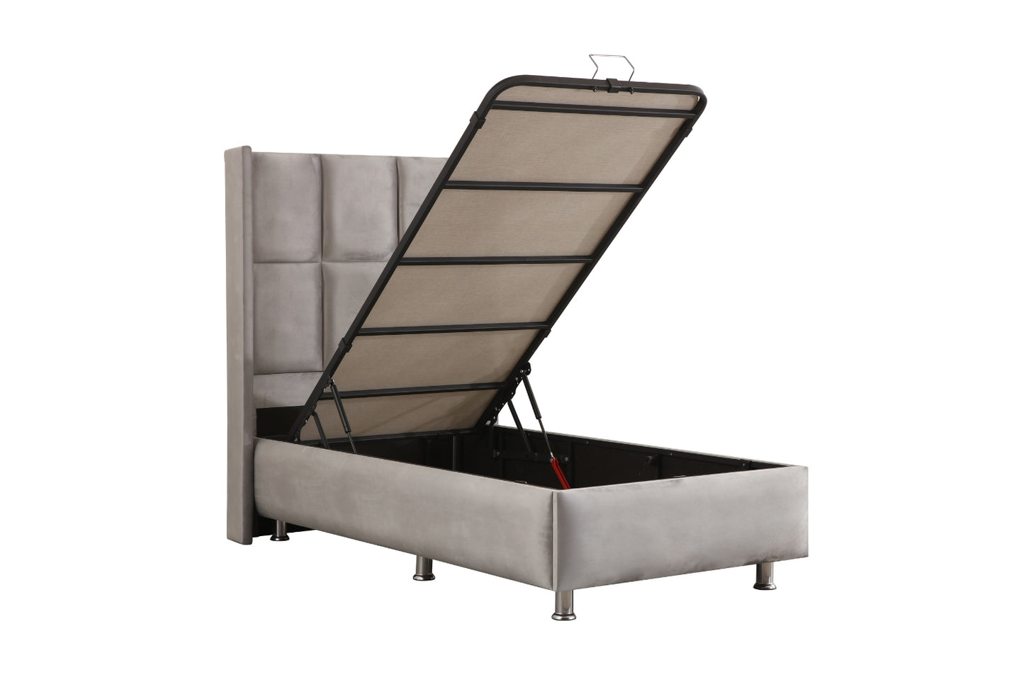 Lit coffre RIO Velours gris