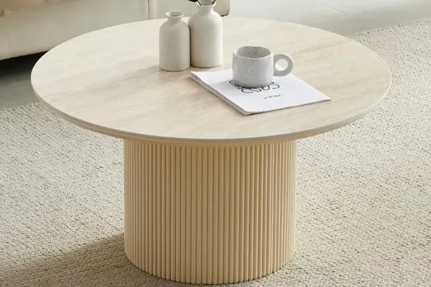 Table Basse Effet Travertin Céramique