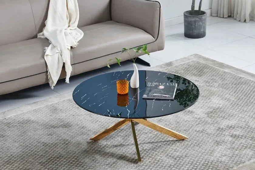 Jessy Table Basse en marbre noir or