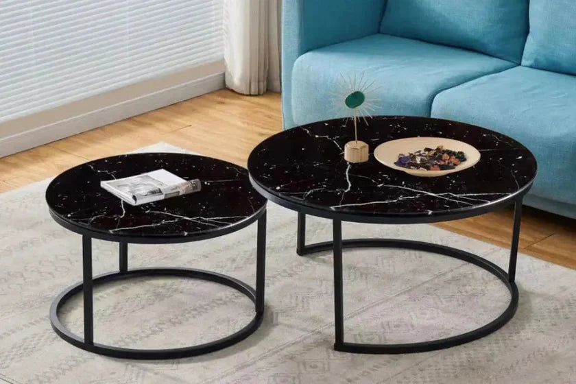 Table Basse Duo ROMI marbre noir