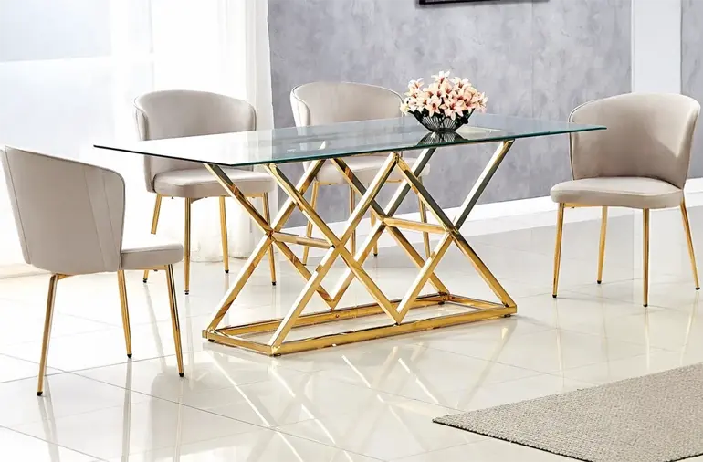 Table de Salle à Manger TRIANGLE 180 cm verre or