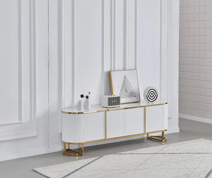 Meuble TV ESMEE marbre or 180cm