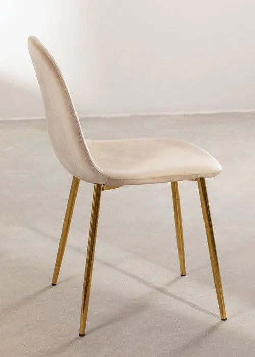 Chaise SCANDINAVE beige pied or