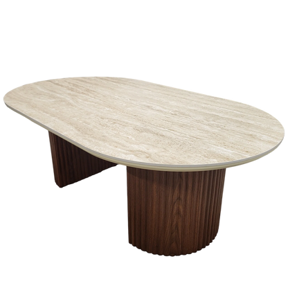 Table basse Calypso travertin x noyer