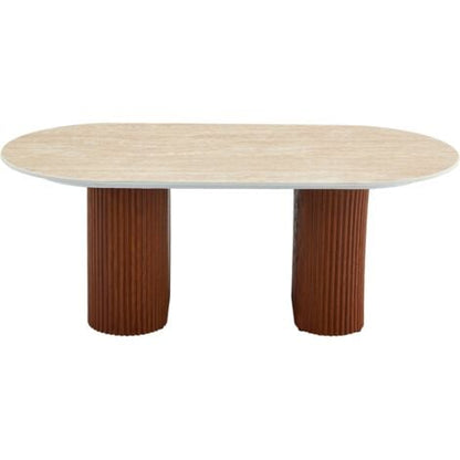Table basse ROXY travertin pied noisette