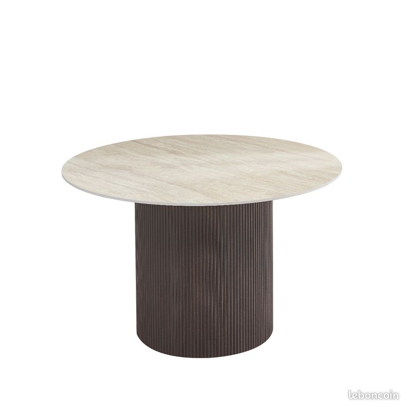 Table à manger Baeita travertin x noyer 120cm