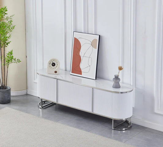 Meuble Tv ESMEE marbre argent 180cm