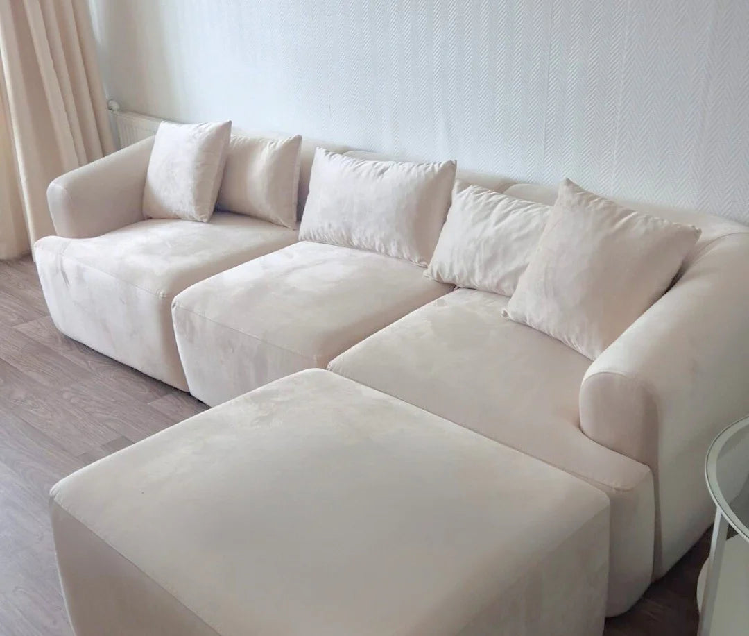 Canapé Mila Modulable Velours Blanc cassé