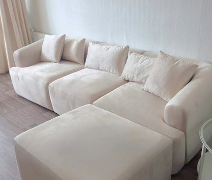 Canapé Mila Modulable Velours Blanc cassé