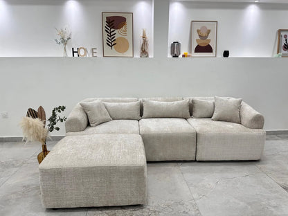 Canapé Mila Modulable Tissu Marbella Crème
