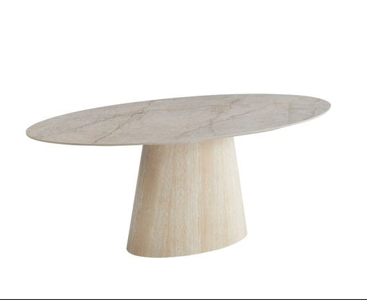 Table à manger OVO travertin marbre gris 180cm
