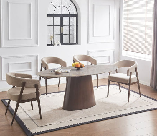 Table à manger OVO noyer marbre gris 180cm