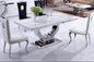 Table à Manger COURONNE blanc pied argent