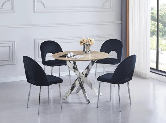 Chaise TEDDY noir pied argent