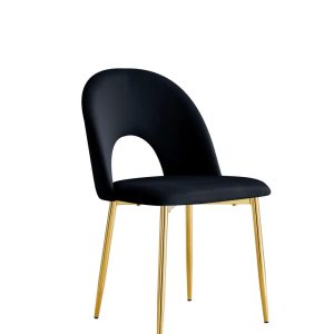 Chaise TEDDY noir pied or