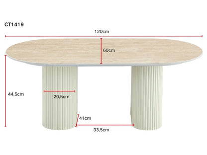 Table basse ROXY travertin pied noisette