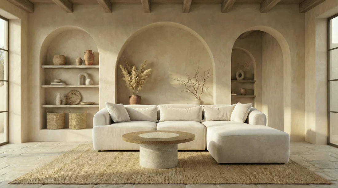 Canapé Mila Modulable Velours Blanc cassé