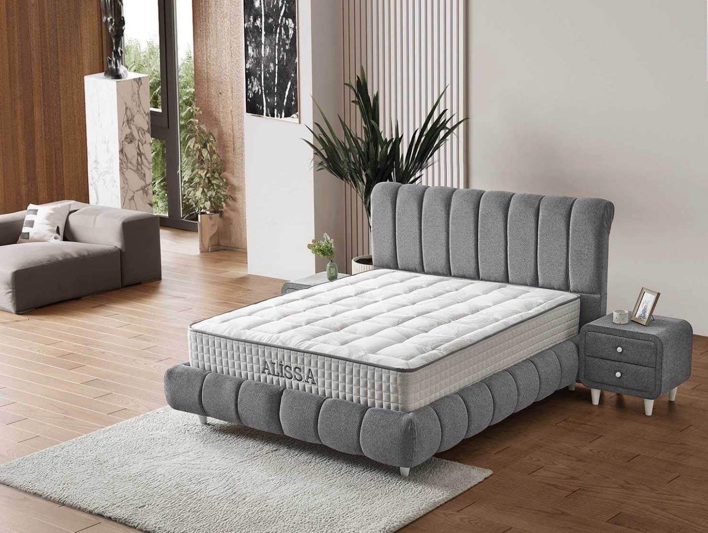 Lit Coffre Style Bubble velours