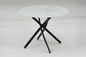 Jessy Table à manger Ronde 100cm marbre blanc pied noir