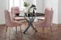 Jessy Table à manger Ronde 100cm marbre noir pied argent