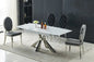 Table à manger Extensible 160-200cm marbre blanc pied argent