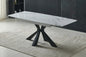 Table à manger Extensible 160-200cm marbre blanc pied noir