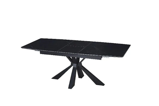Table à manger Extensible 160-200cm marbre noir pied noir