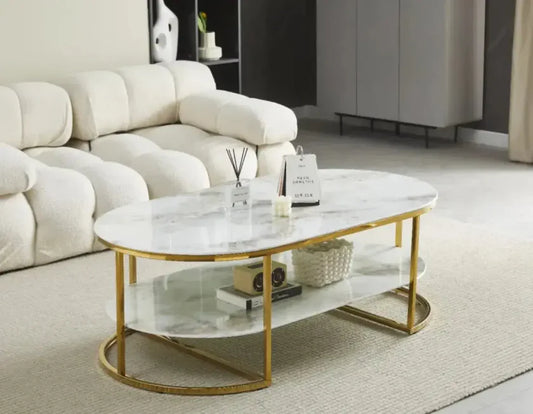 Table Basse LEILA Marbre beige or