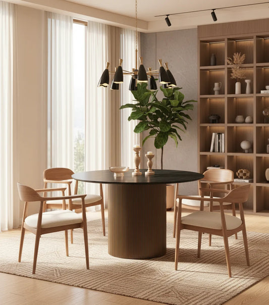 Table à manger Baeita noir x gold 120cm