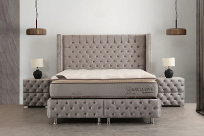 Lit coffre CLOUTE Gris