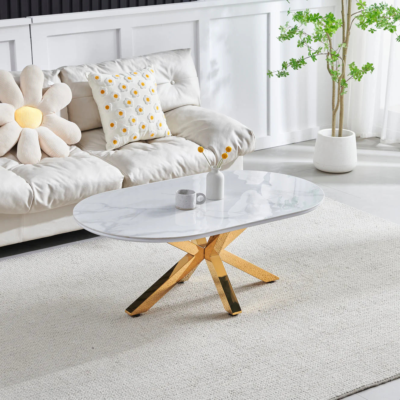 Table basse Ophélia marbre blanc