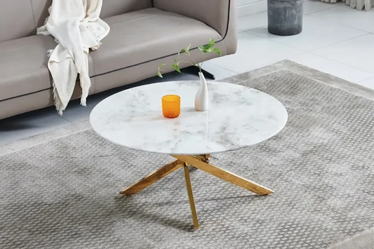 Jessy Table Basse en marbre beige or