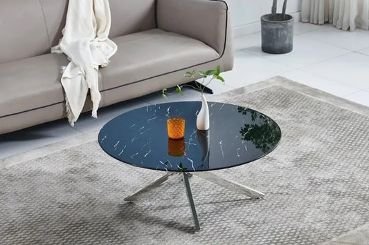 Jessy Table Basse en marbre noir argent
