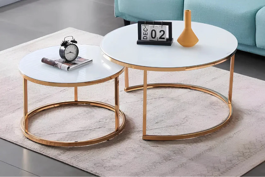 Table Basse Duo ROMI blanc or