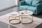 Table Basse Duo ROMI marbre blanc or