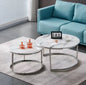 Table Basse Duo ROMI marbre blanc argent