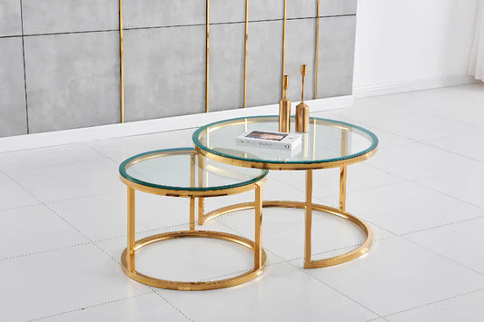 Table Basse Duo ROMI en verre or