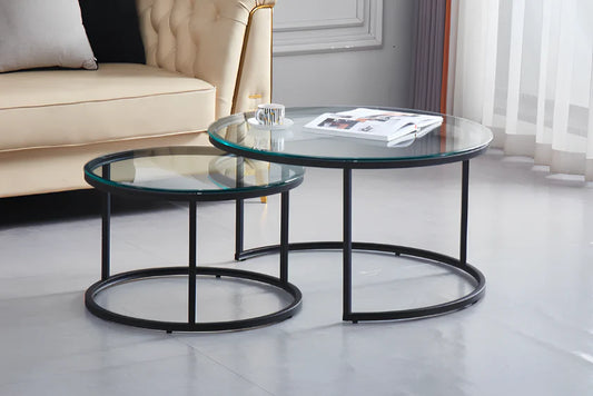 Table Basse Duo ROMI en verre noir