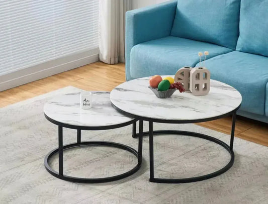 Table Basse Duo ROMI marbre blanc noir