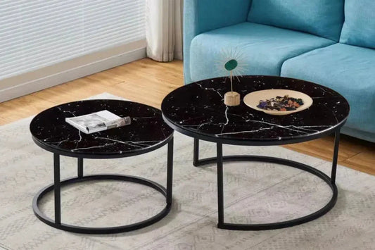 Table Basse Duo ROMI marbre noir
