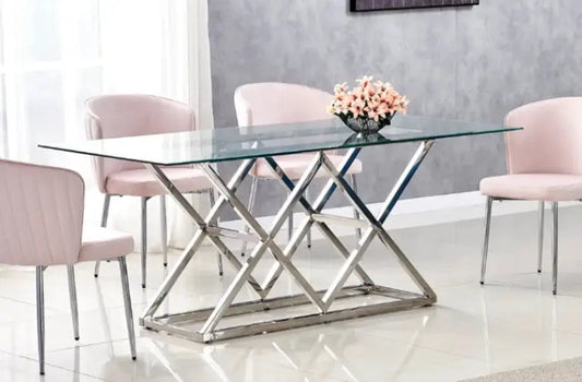 Table de Salle à Manger TRIANGLE 180 cm verre argent